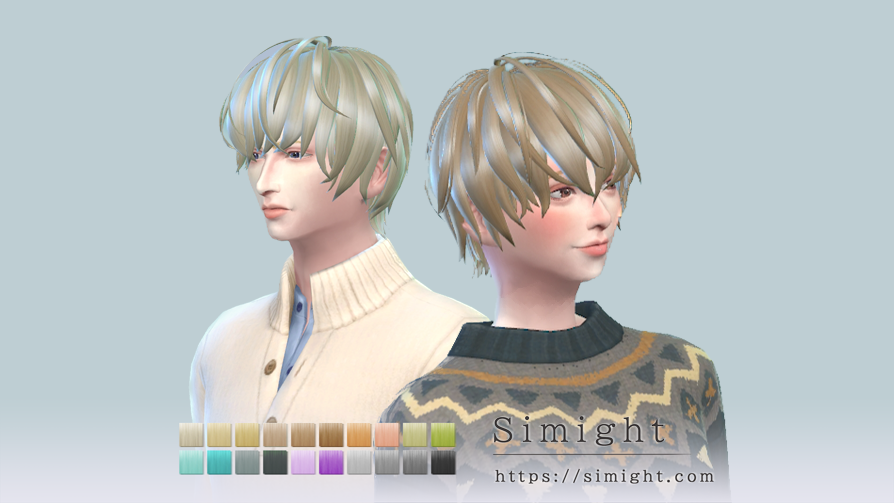 長い前髪とショートヘアのシムズ4用髪型